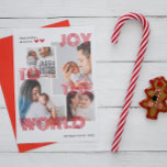 Modern Red Joy to World Overlay Photo Collage Julkort<br><div class="desc">Modern Red Joy to the World Overlay Photo Collage Helgdag Card.</div>