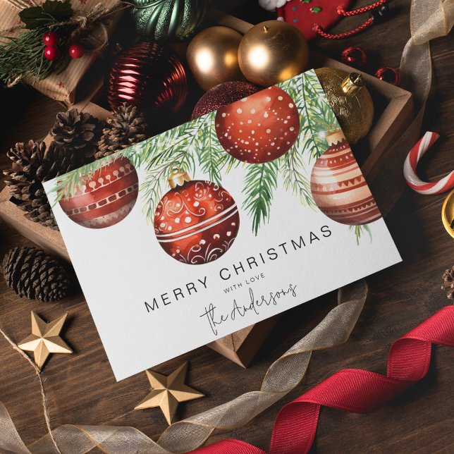 Modern Red Jul Bauble Inbjudningar (Skapare uppladdad)