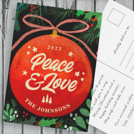 Modern Red jul Boll Ornament Botanical Helg Vykort