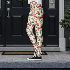 Modern Red jul Holly Berries Leggings