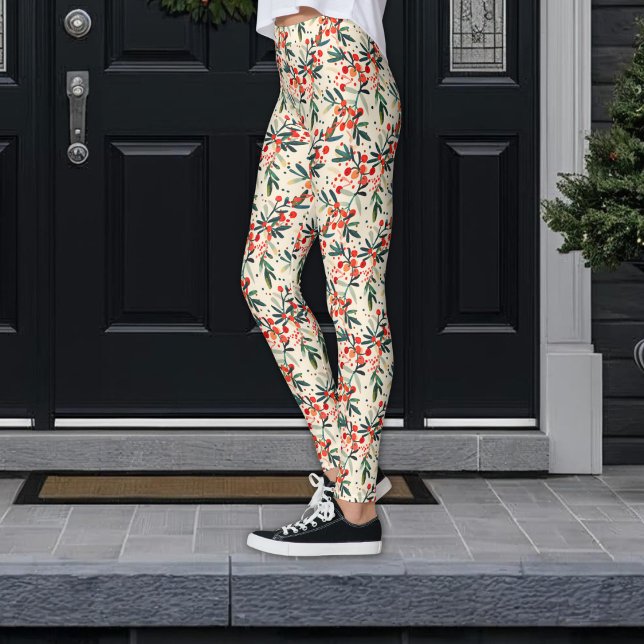 Modern Red jul Holly Berries Leggings (Skapare uppladdad)
