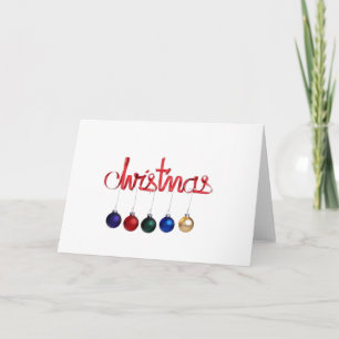 Modern Red jul Ribbon Blue Grönt Guld Bollar Helgkort