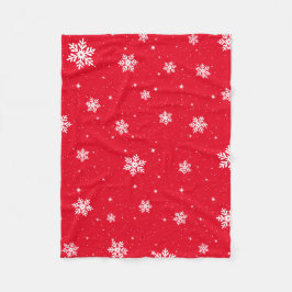Modern Red jul Stars Snöflingor Mönster Fleecefilt