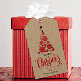 Modern Red Julgran Helgdag Presentetikett