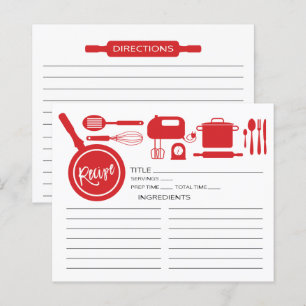 Modern Red Kitchen Utensils Recept Card