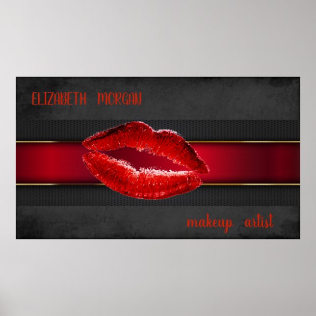 Modern Red Läppar,Kiss,Makeup-artist Poster (Framsidan)