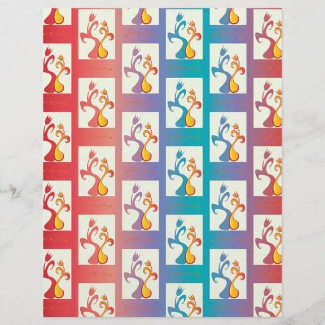 Modern Red, lila och blue Tulip Couple mönster (Framsida)