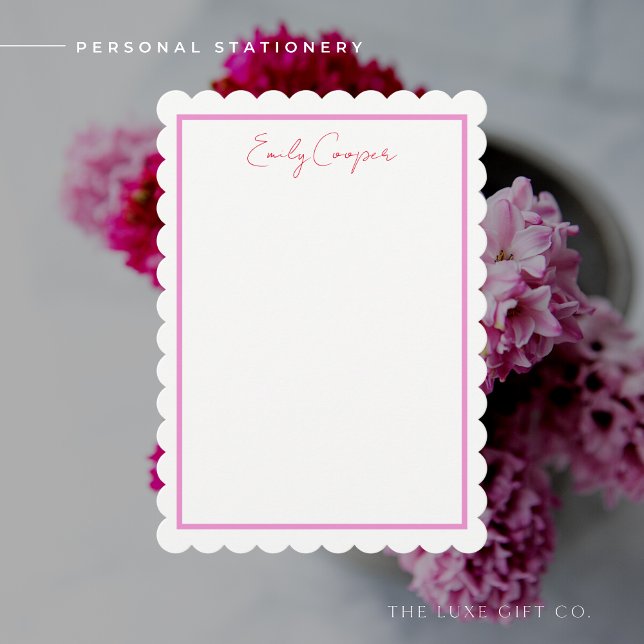 Modern Red Lila Scallop Kant Anpassningsbar Note C Anteckningskort (Skapare uppladdad)