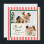 Modern Red Lodrät Rand 2 Photo Tack Kort<br><div class="desc">Små kräm och korallrött lodrät rand ge tack vare det här helgdag kan du se en modern och chic vibe när du parats med klassisk typsnitt i grönten av skogar. Den koordinerade baksidan har ett längre anpassningsbar-meddelande och kalligrafikteckensnitt för en namnteckning linje.</div>