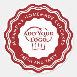 Modern Red Logotyp Homemade Cakes Bakery Runt Klistermärke
