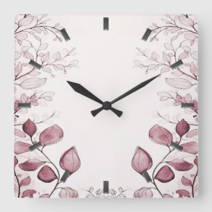 Modern Red Löv Wall Clock Fyrkantig Klocka