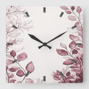 Modern Red Löv Wall Clock Fyrkantig Klocka