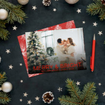 Modern Red Merry & Bright Snyggt, julfoto