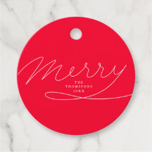 Modern Red Merry Hand Lettered Script-Helgdag