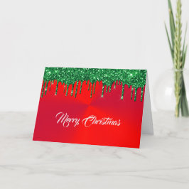 Modern Red Metall Grönt Glitter Dricker jul Helgkort