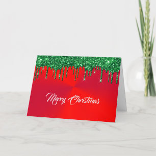 Modern Red Metall Grönt Glitter Dricker jul Helgkort