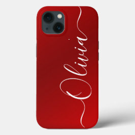 Modern Red Metallic Custom Name
