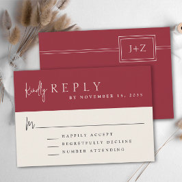 Modern Red Minimalist Monogram-Bröllop OSA