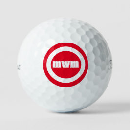 Modern Red Monogram Anpassningsbar Golf Bollar