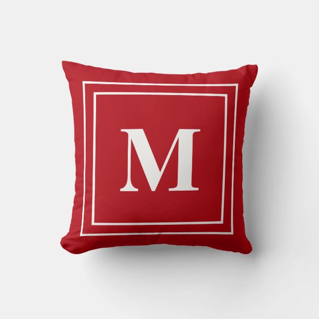 Modern Red Monogram Dekorativ kudde (Framsida)