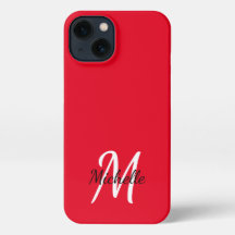 Modern Red Monogram Namn + Initial
