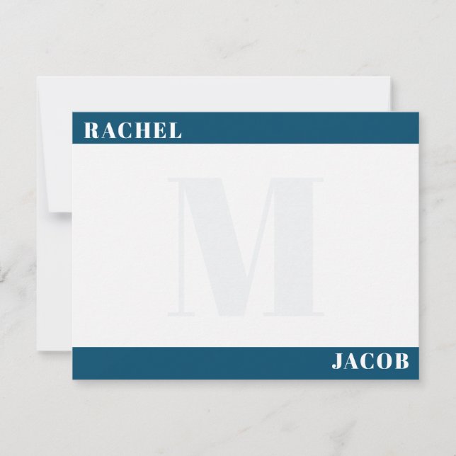 Modern Red Monogram Stationery och Mörk Anteckningskort (Framsida)