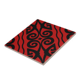 Modern Red Mönster Kakelplatta