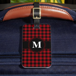 Modern Red Mönster Monogram Bagagebricka