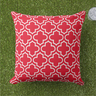 Modern Red Moroccan Quatrefoil Mönster Kudde