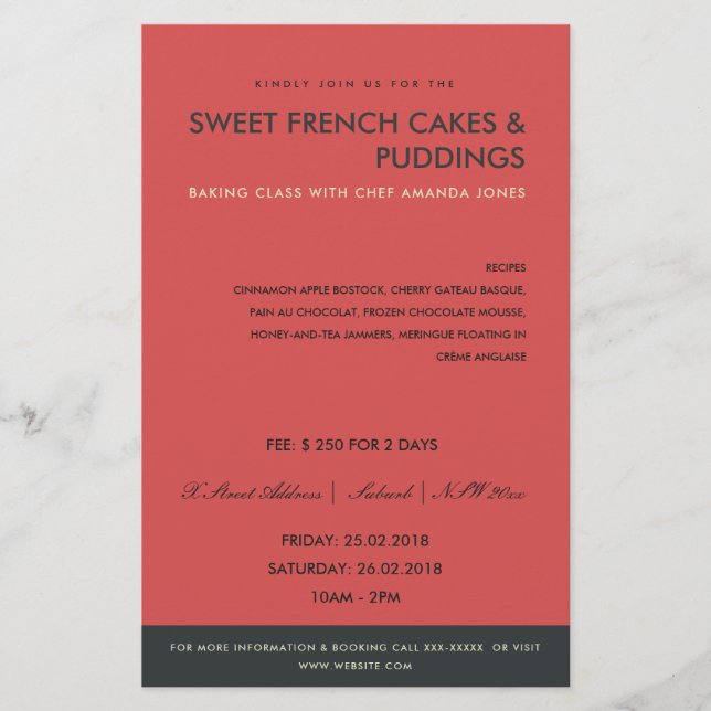 MODERN RED NAVY PHOTO MMPLATE CLASSES WORKSHOP FLYGBLAD (Framsidan)