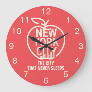 Modern Red NEW YORK CITY Big Apple Stor Klocka