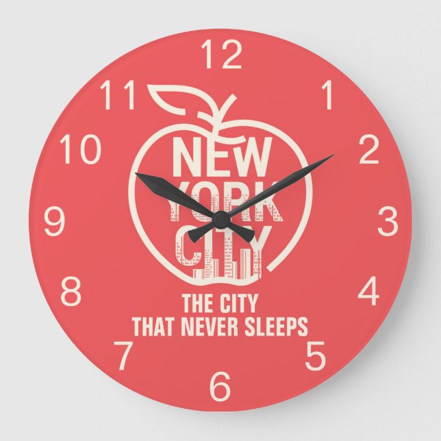 Modern Red NEW YORK CITY Big Apple Stor Klocka (Framsida)