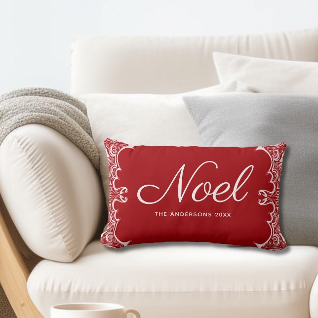 Modern Red Noel-Personlig - jul Lumbarkudde (Skapare uppladdad)