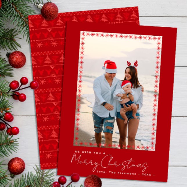 Modern Red Norden-jul Julkort (Simple Red Christmas Card)