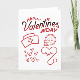 Modern Red Nurse Valentines day Helgkort