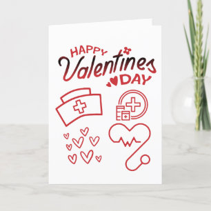 Modern Red Nurse Valentines day Helgkort
