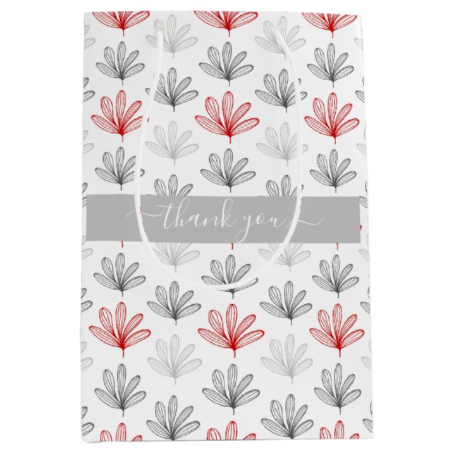 Modern Red och Grått Blommönster Tack (Framsidan)