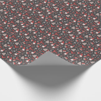 Modern Red och Grått Helgdag Gnome Mönster Wrappin Presentpapper