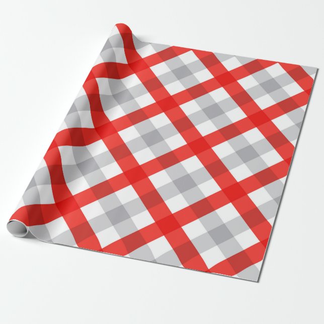 Modern Red och Grått Play Mönster Presentpapper (Utrullad)