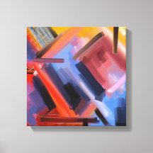 Modern Red Orange Black Rosa Blue Abstraction