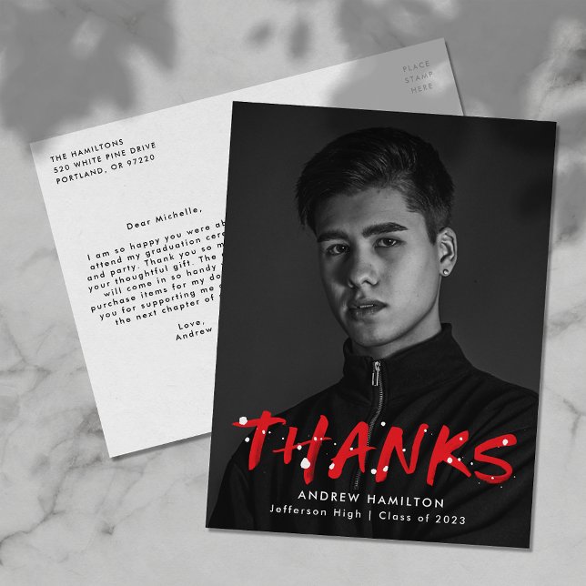 Modern Red Paint Splatter Photo Tack Vykort (Skapare uppladdad)