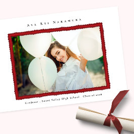 Modern Red Photo Frame Graduation Class of 2026 Meddelande