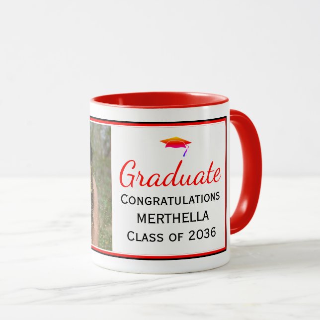 Modern Red Photo Studenten Mugg (Framsida höger)