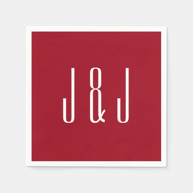 Modern Red Plain Bröllop Pappersservett (Framsidan)