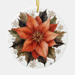 Modern Red Poinsettia Christmas Julgransprydnad Keramik