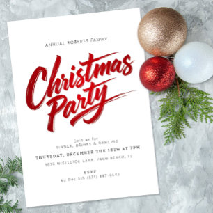 Modern Red Push Script-julfest-inbjudan Inbjudningar