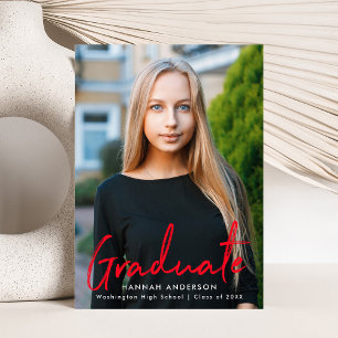 Modern Red Push Script Photo Studenten Meddelande