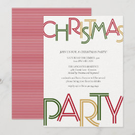 Modern Red Rand Grönt Guld jul Party  Inbjudningar