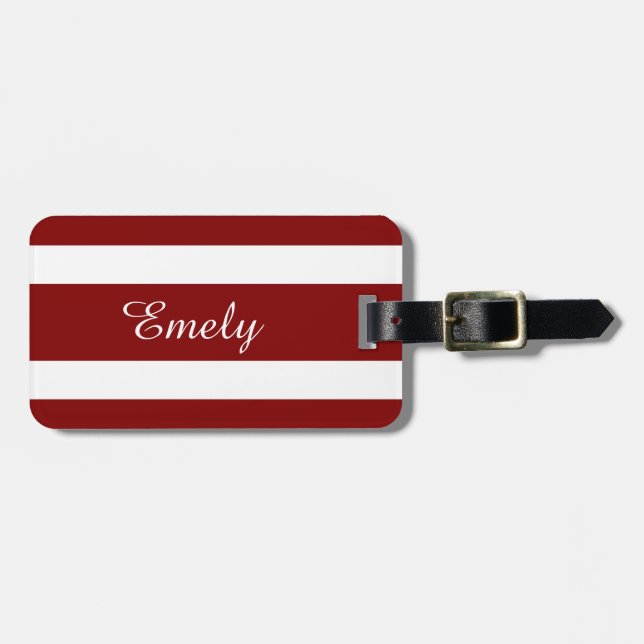 Modern Red Rand Namn Bagagebricka (Horisontell Framsida)