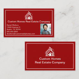 Modern Red Real Estate Company Realtor Photo Visitkort